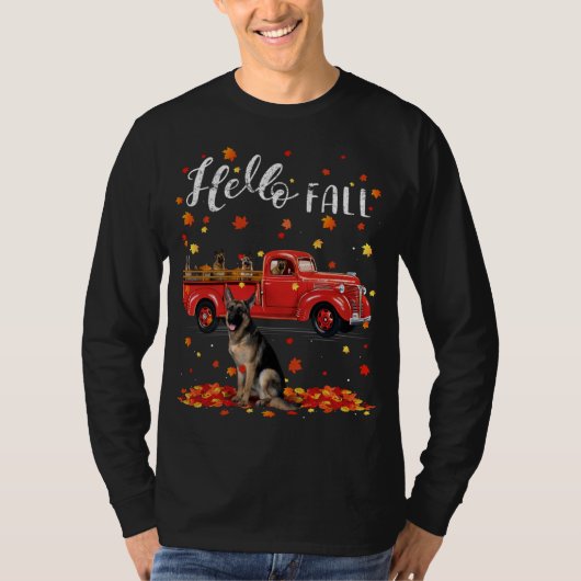 Maple German Shepherd Dog Leaf Herfst Autumn Red T T-shirt (Voorkant)
