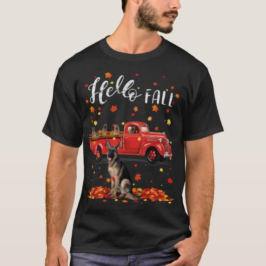 Maple German Shepherd Dog Leaf Herfst Autumn Red T T-shirt (Voorkant)