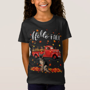 Maple German Shepherd Dog Leaf Herfst Autumn Red T T-shirt