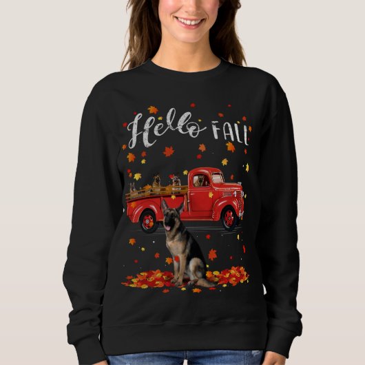 Maple German Shepherd Dog Leaf Herfst Autumn Red T Trui (Voorkant)