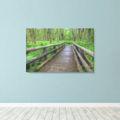 Maple Glade trail wood bridge, ferns and and Canvas Afdruk (Insitu (Houten vloer))