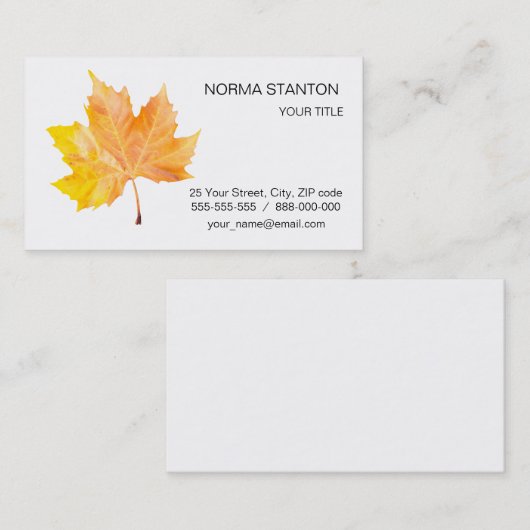 Maple herfstblad visitekaartje (Voorkant / Achterkant)
