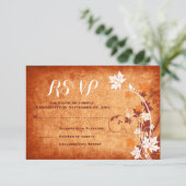 Maple laat oranje herfst bruiloft RSVP antwoord (Staand voorkant)