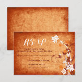 Maple laat oranje herfst bruiloft RSVP antwoord (Voorkant / Achterkant)