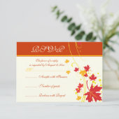 Maple laat rood gele bruiloft aangepaste RSVP-kaar RSVP Kaartje (Staand voorkant)