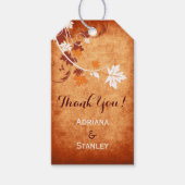 Maple laat sinaasappel herfst bruiloft Dank u Cadeaulabel (Voorkant)