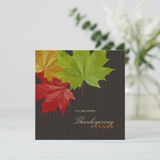 Maple laat Thanksgiving Dinner-uitnodiging Kaart (Staand voorkant)