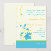 Maple laat turquoise gele trouwuitnodiging achter kaart (Voorkant / Achterkant)
