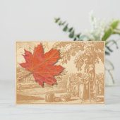 Maple Leaf and Old Harvest Engraving Kaart (Staand voorkant)