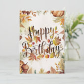 Maple Leaf Autumn Herfst Happy Birthday Kaart (Staand voorkant)