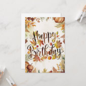 Maple Leaf Autumn Herfst Happy Birthday Kaart (Voorkant / Achterkant in situ)