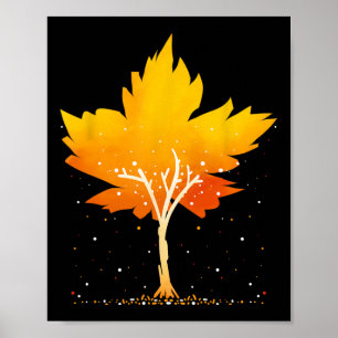 Maple Leaf Autumn Tree Oranje Fall Leaves Season Poster