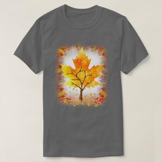 Maple Leaf Autumn Tree Oranje Fall Leaves Season T-shirt (Design voorkant)