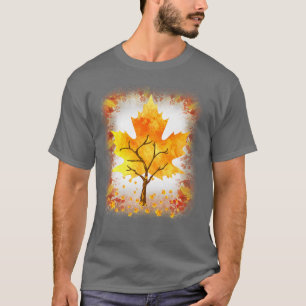 Maple Leaf Autumn Tree Oranje Fall Leaves Season T-shirt