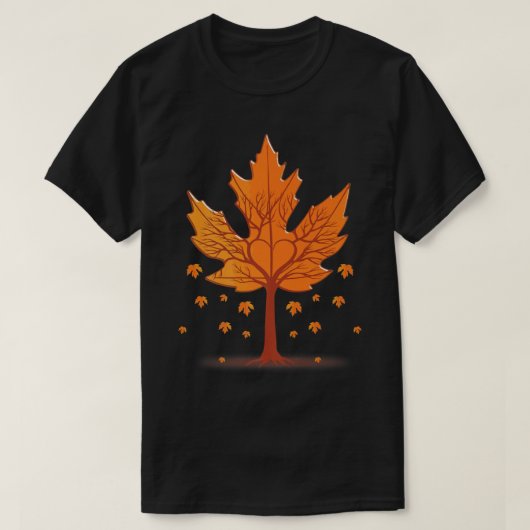 Maple Leaf Autumn Tree Oranje Fall Leaves Season T-shirt (Design voorkant)