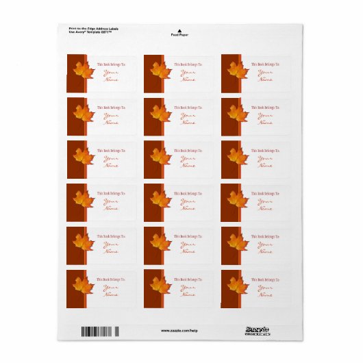 Maple Leaf Bookplate Label (Full Sheet)