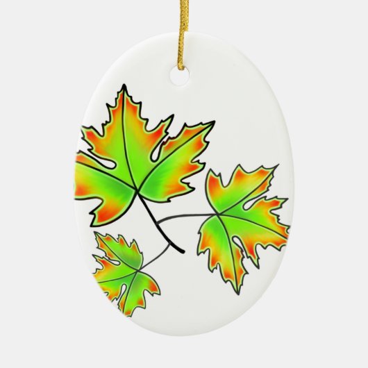 Maple Leaf, botanische, rode oranje bladeren Keramisch Ornament (Voorkant)
