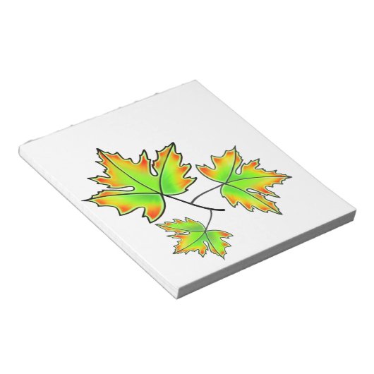 Maple Leaf, botanische, rode oranje bladeren Notitieblok (Schuin)