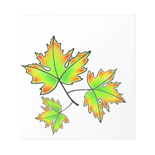 Maple Leaf, botanische, rode oranje bladeren Notitieblok (Voorkant)