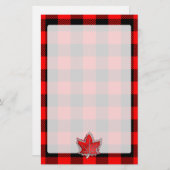 Maple Leaf Buffalo Check Red Black Plaid Style Briefpapier (Voorkant / Achterkant)