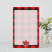 Maple Leaf Buffalo Check Red Black Plaid Style Briefpapier (Staand voorkant)