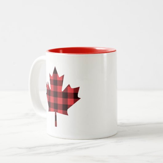 Maple Leaf Buffalo Pset Check Patroon Tweekleurige Koffiemok (Voorkant links)