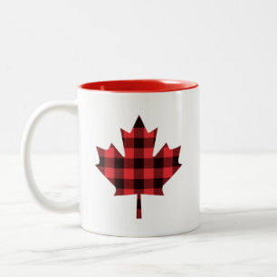 Maple Leaf Buffalo Pset Check Patroon Tweekleurige Koffiemok
