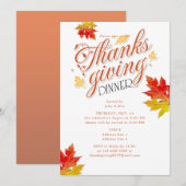 Maple Leaf Burnt Sinaasappel Thanksgiving Dinner P Kaart (Voorkant / Achterkant)