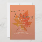 Maple Leaf Burnt Sinaasappel Thanksgiving Feest Di Kaart (Voorkant)