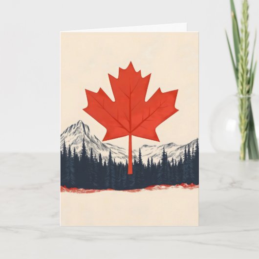 Maple Leaf Canada Landschap Feestdagen Kaart (Voorkant)