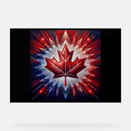 Maple Leaf Canadian Flag Fractal Acryl Bord (Voorkant)