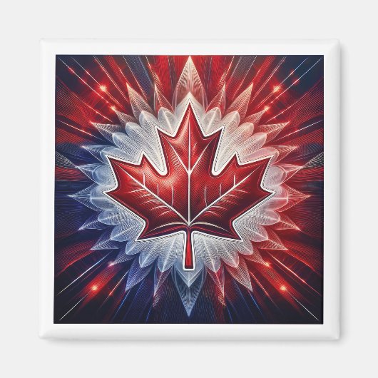 Maple Leaf Canadian Flag Fractal Magneet (Voorkant)