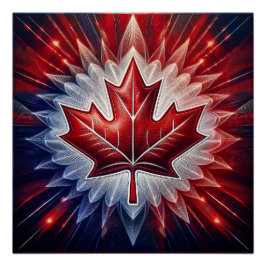 Maple Leaf Canadian Flag Fractal Perfect Poster