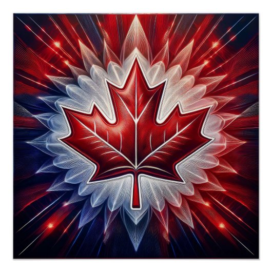 Maple Leaf Canadian Flag Fractal Perfect Poster (Voorkant)
