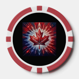 Maple Leaf Canadian Flag Fractal Poker Chips