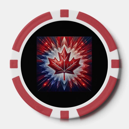 Maple Leaf Canadian Flag Fractal Poker Chips (Voorkant)