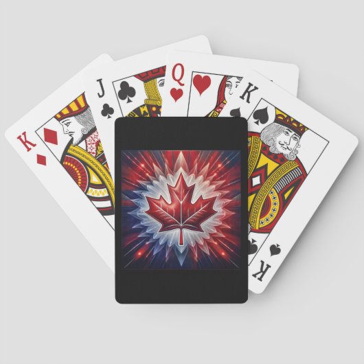 Maple Leaf Canadian Flag Fractal Pokerkaarten (Achterkant)