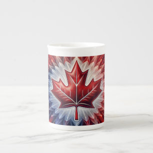 Maple Leaf Canadian Flag Fractal Porselein Kop