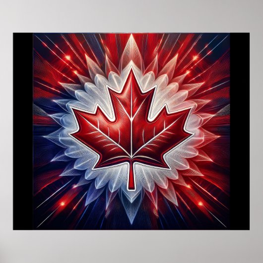 Maple Leaf Canadian Flag Fractal Poster (Voorkant)