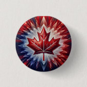 Maple Leaf Canadian Flag Fractal Ronde Button 3,2 Cm (Voorkant)