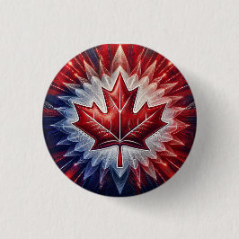 Maple Leaf Canadian Flag Fractal Ronde Button 3,2 Cm