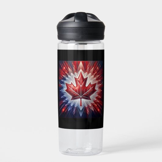 Maple Leaf Canadian Flag Fractal Waterfles (Voorkant)