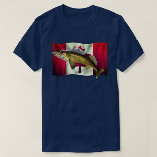 Maple Leaf Canadian Flag & Walleye Pike T-Shirt