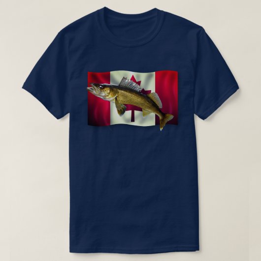 Maple Leaf Canadian Flag & Walleye Pike T-Shirt (Design voorkant)