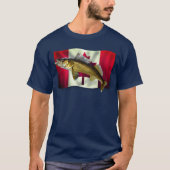 Maple Leaf Canadian Flag & Walleye Pike T-Shirt (Voorkant)