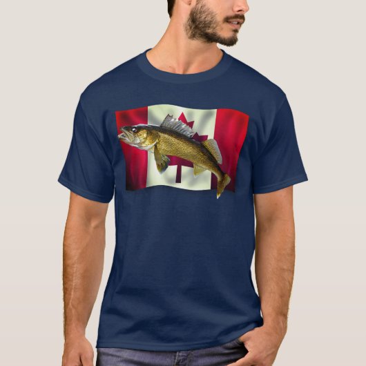 Maple Leaf Canadian Flag & Walleye Pike T-Shirt (Voorkant)