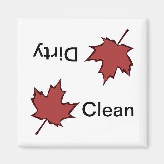 Maple Leaf Clean-Dirty Vaatwasser Magnet (Voorkant)