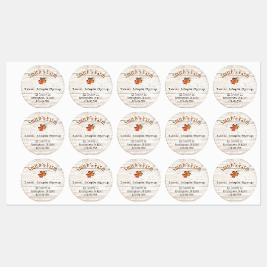 Maple Leaf Cutout Maple Syrup Waterbestendige labe Labels (Vel)