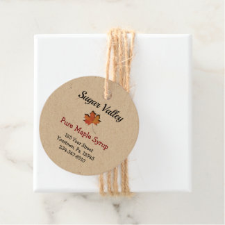 Maple Leaf Cutout Round Maple Syrup Hang Labels