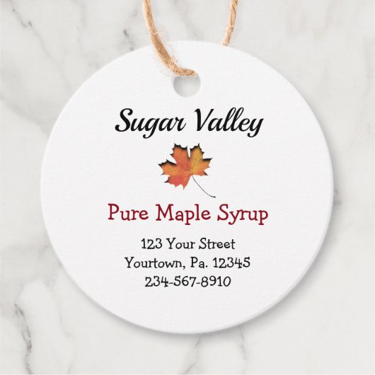 Maple Leaf Cutout Round Maple Syrup Hang Labels (Voorkant)